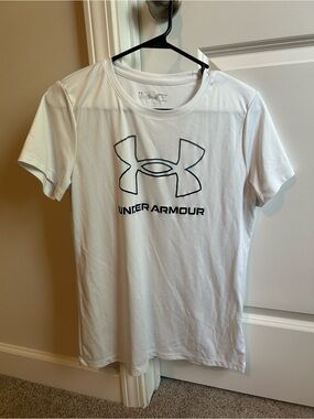 Under Armour White Short-Sleeve Tee with Black Logo